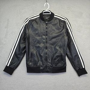 Black Rivet Jacket‎ Womens Small Black Faux Leather Bomber Moto Biker